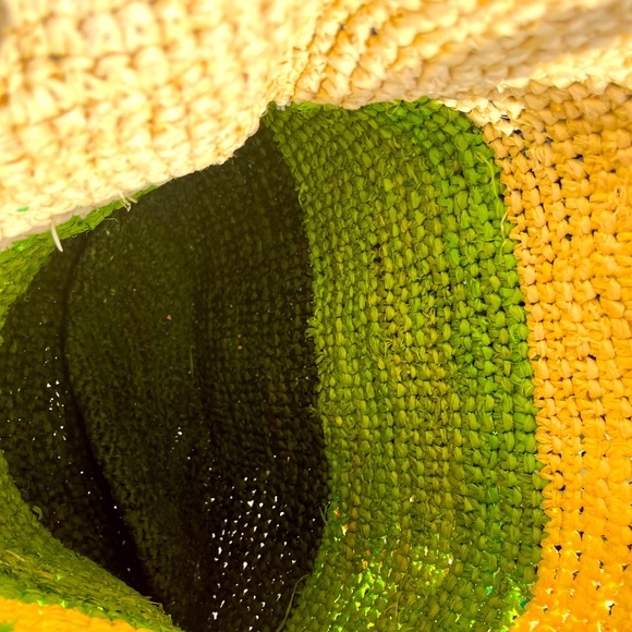 Raffia Tote, “Fishing for Compliments” Green Ombre and Natural - Picture 3 of 3